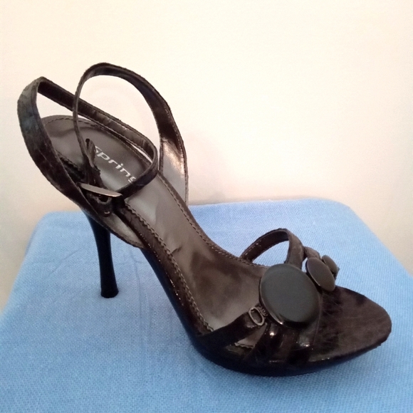 Spring Faux Snakeskin Ankle Strap Platform High Heel Sandals - Picture 3 of 12